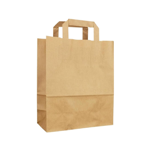 brown paper bag Kraft Brown Paper Bag Flat Handle,27x31x12 (Medium) - Image 1