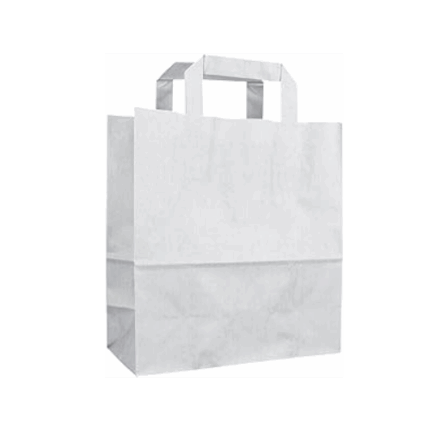 Kraft White Paper Bag Flat Handle, 33x34x18 (XL)