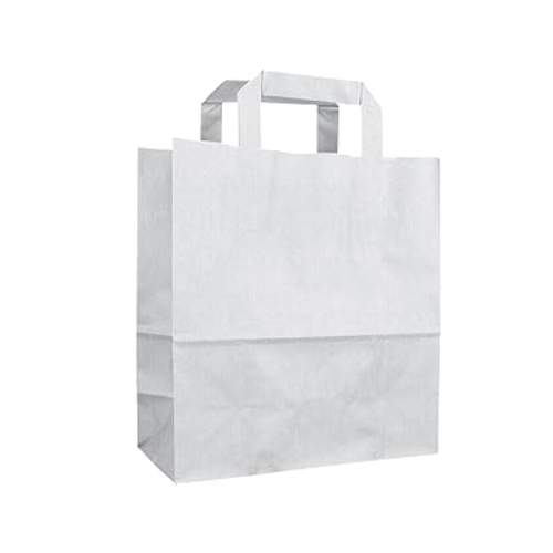 white paper bag Kraft White Paper Bag Flat Handle, 33x34x18 (XL) - Image 1